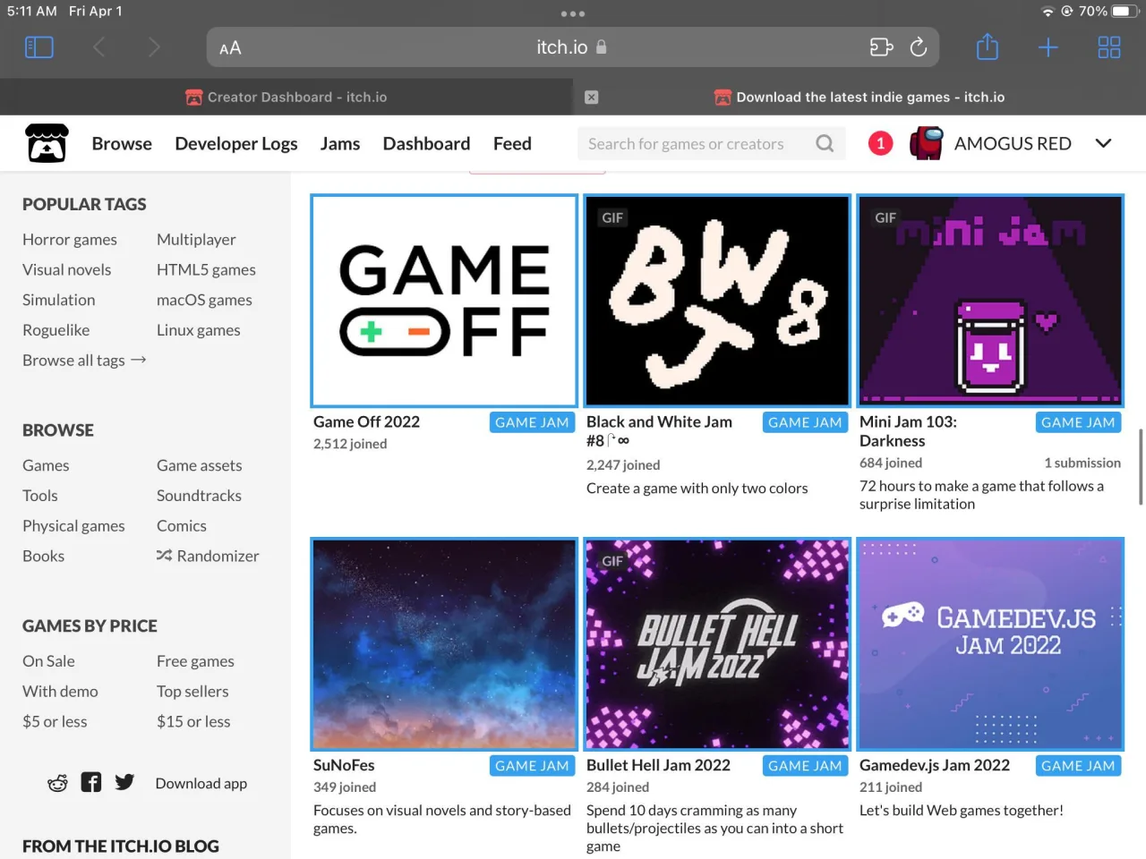 Cena do jogo Itch.io