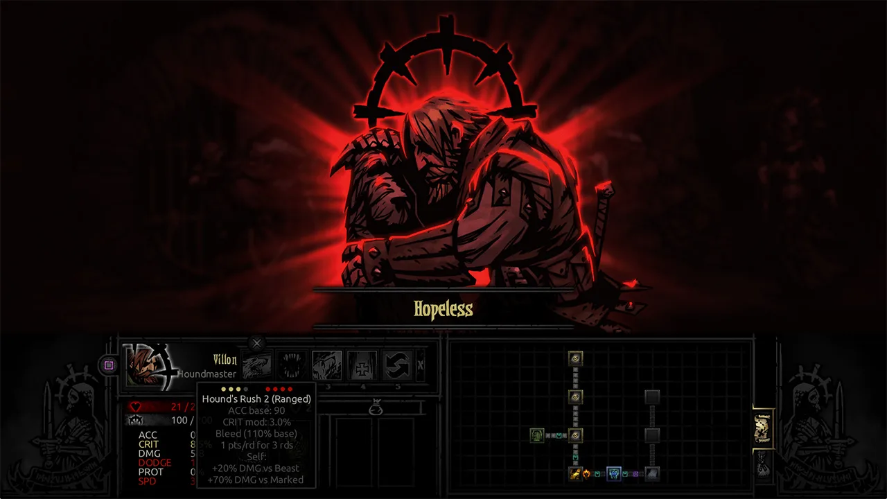 Cena do jogo Darkest Dungeon
