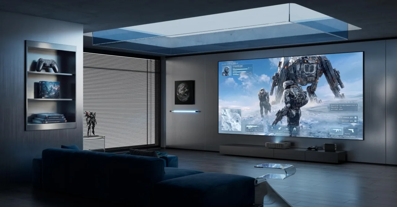 Imagem ilustrativa: LuxVision 4K 120Hz: Como um projetor UST muda a sua sala