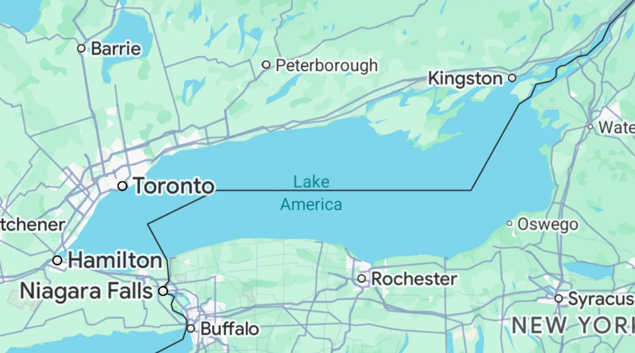 Imagem ilustrativa: Lake Ontario virou Lake America no Google Maps: o que isso revela