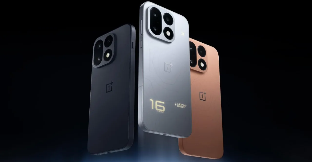 OnePlus 16 exibido em destaque sobre fundo escuro, com logo da marca e bandeira chinesa ao lado