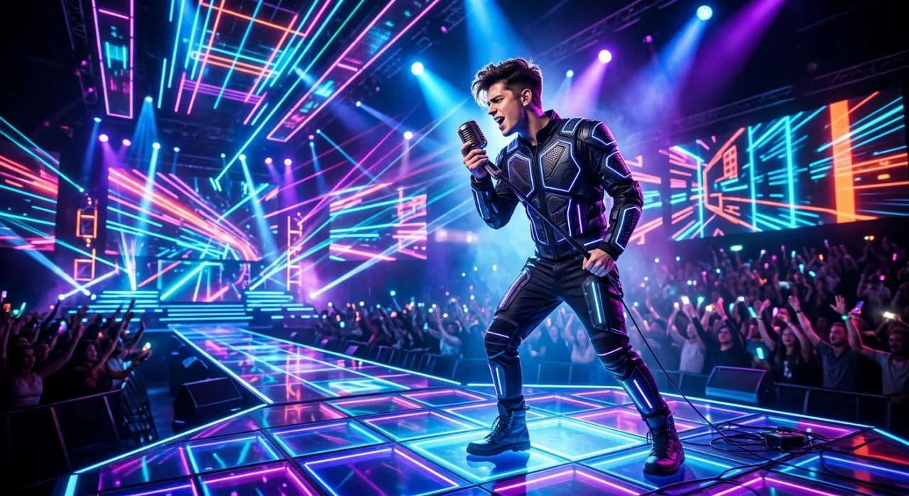 Jungkook aparece em animação 3D futurista, com luzes neon e o ícone do YouTube exibindo 300 mi de visualizações