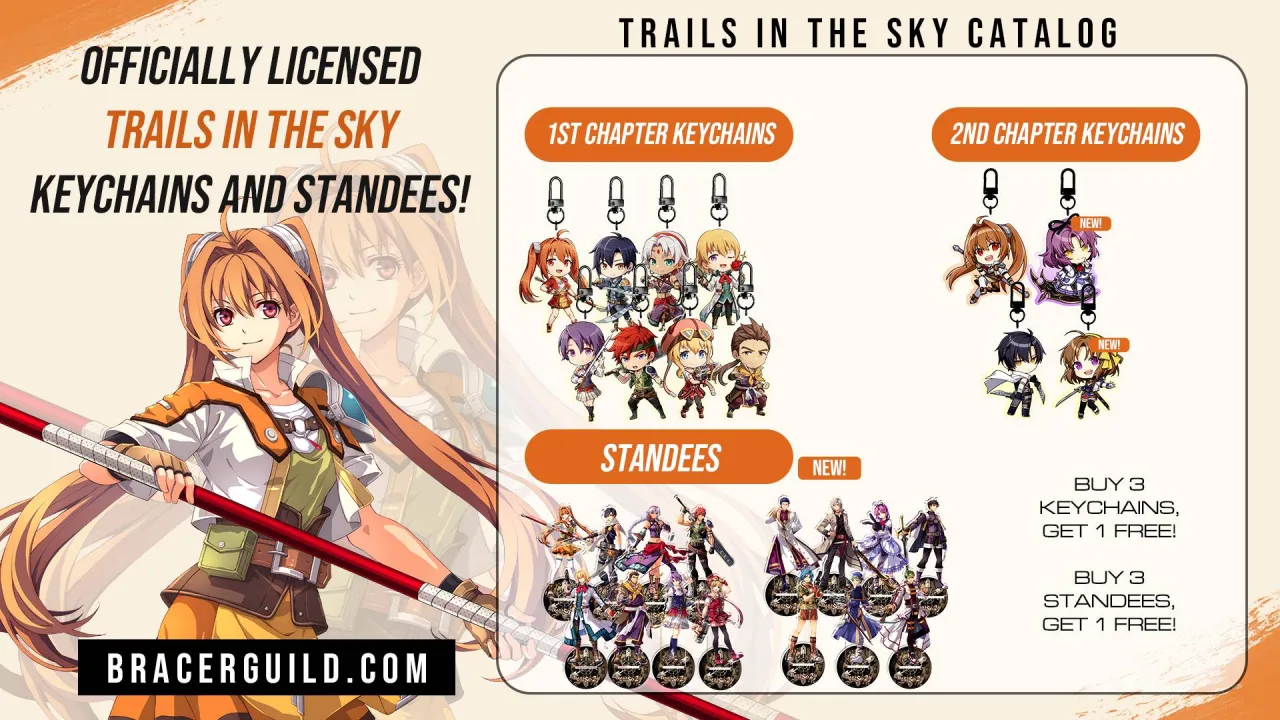 Imagem ilustrativa: Bracer Guild lança novos standees de Trails in the Sky: o que isso revela sobre a demanda da série?