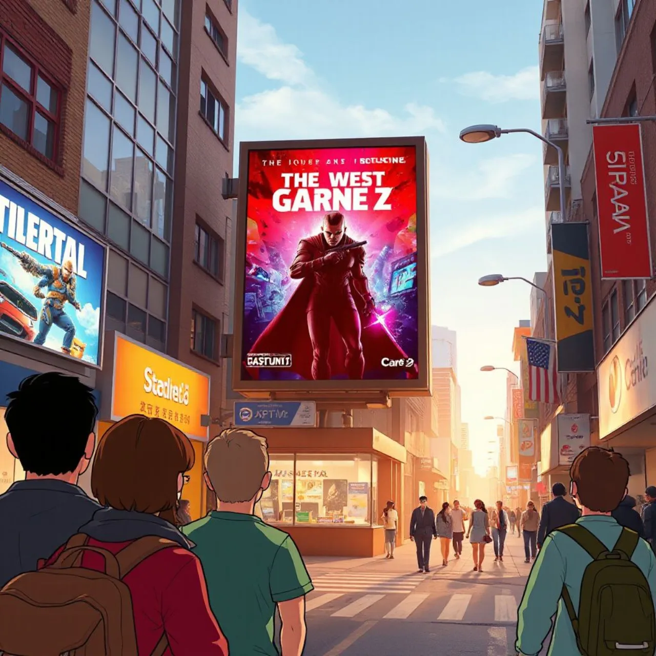 Cartman, Kyle, Stan e Kenny assistem a tela com o logo de GTA 6 enquanto comentam a nova temporada de South Park