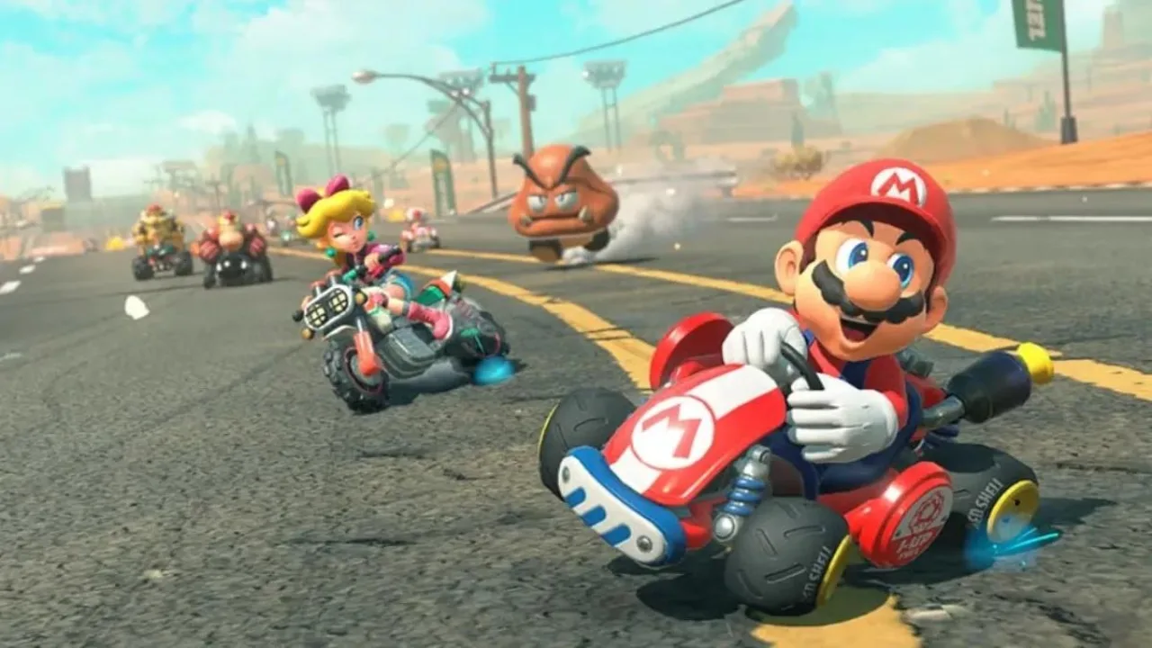 Cena do jogo Mario Kart World