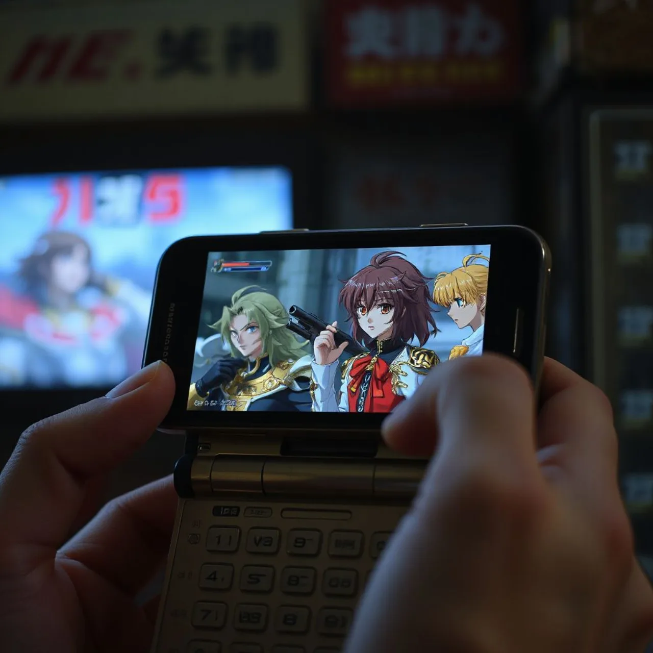 Tela de título de Shining Wind X restaurada rodando em emulador mobile