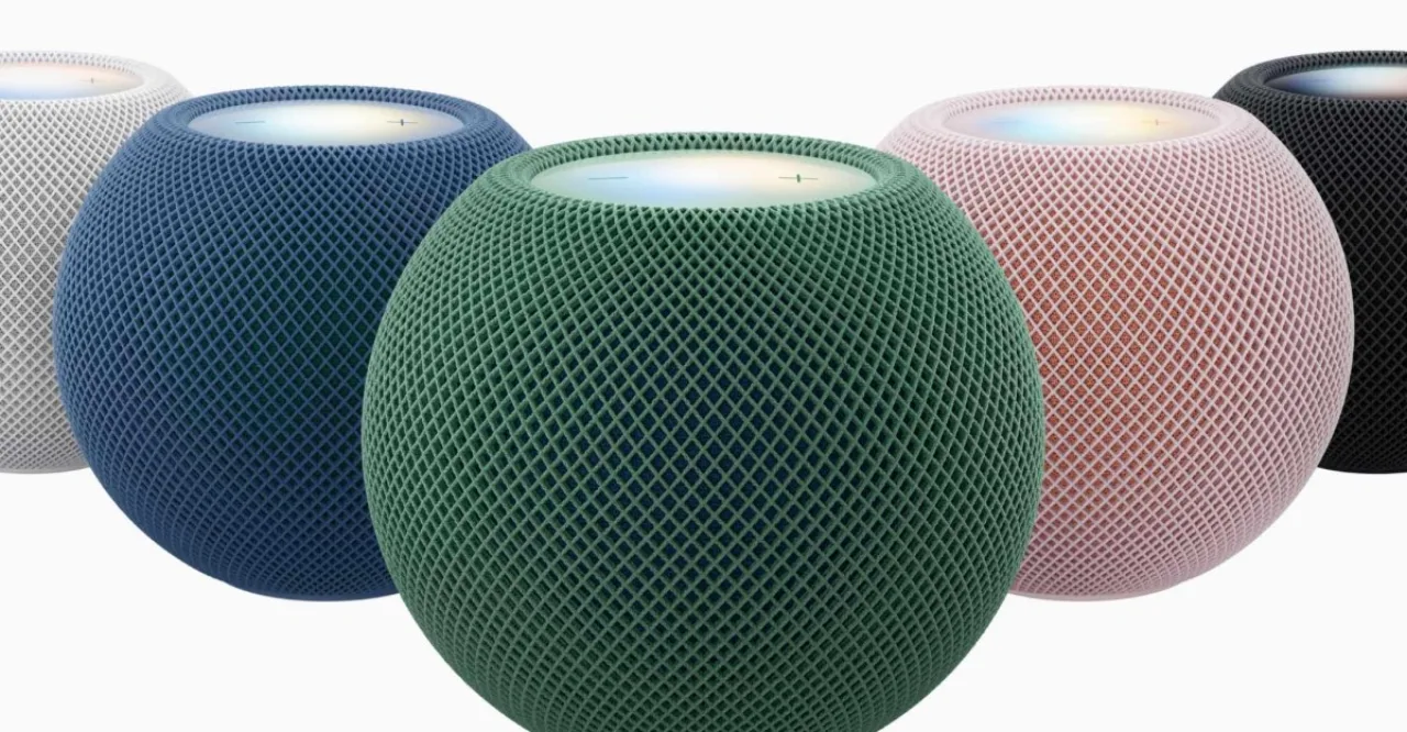 HomePod Mini 2 branco ao lado do logo da Apple, exibindo o preço US$ 149 em destaque