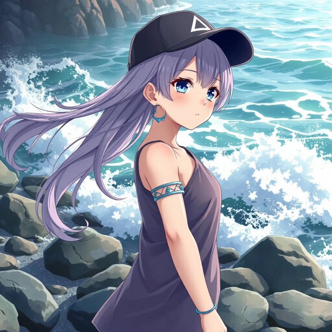 Arainami T081, personagem feminina estilizada, surge ao lado do icônico logo de ondas e triângulo da Toei Animation