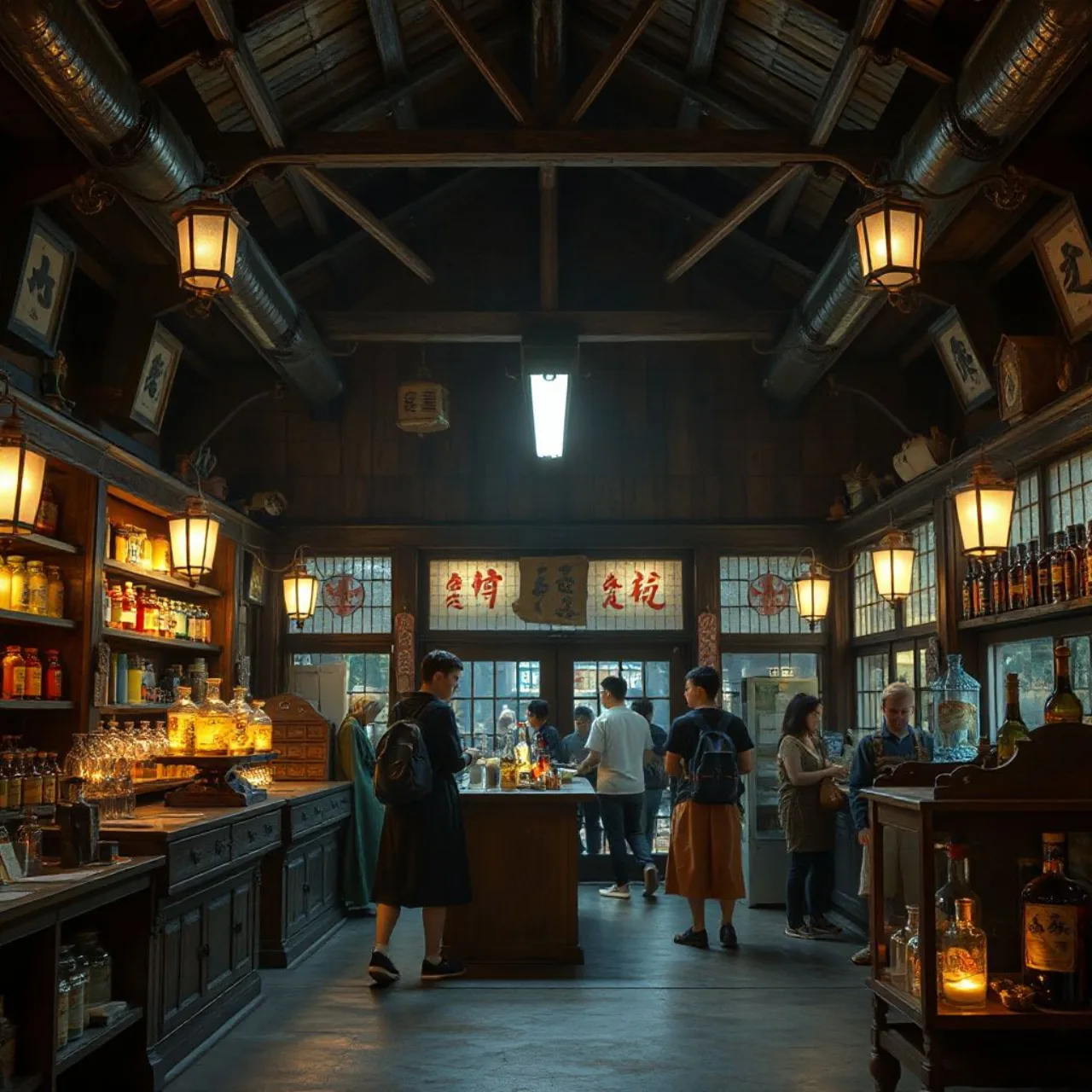 Maomao, a jovem farmacêutica, posa em frente ao portão da USJ com banner da nova atração The Apothecary Diaries