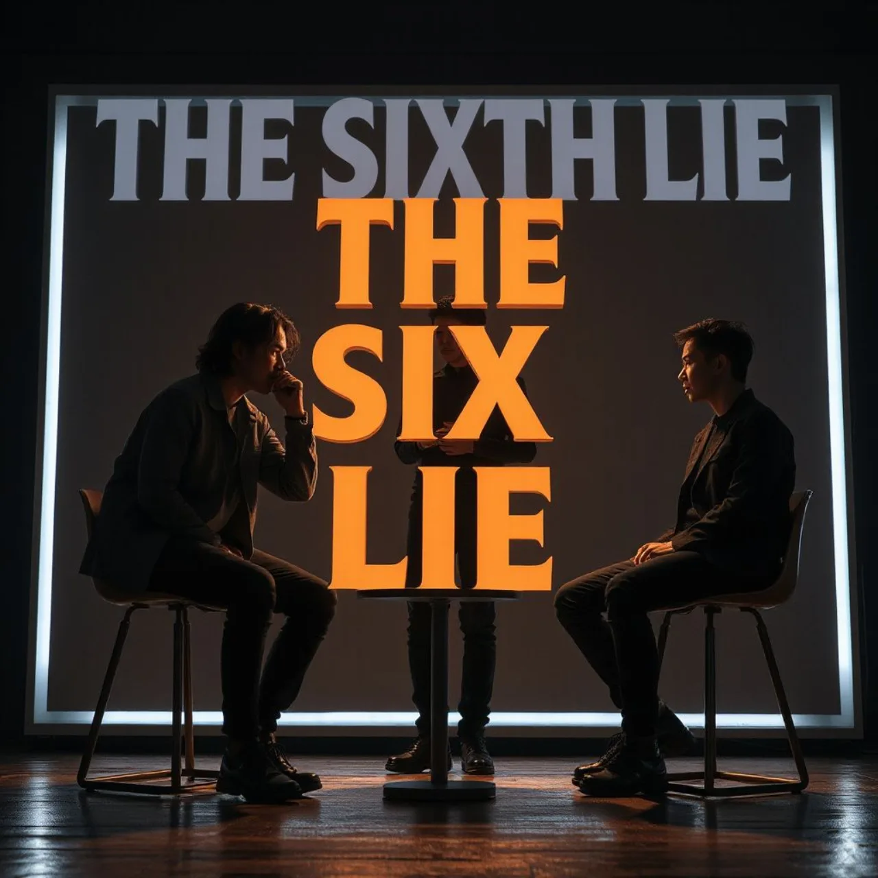Arata e Reiji da THE SIXTH LIE, com guitarras, posam diante dos logos de Golden Kamuy e Accelerator na Japan Expo Paris