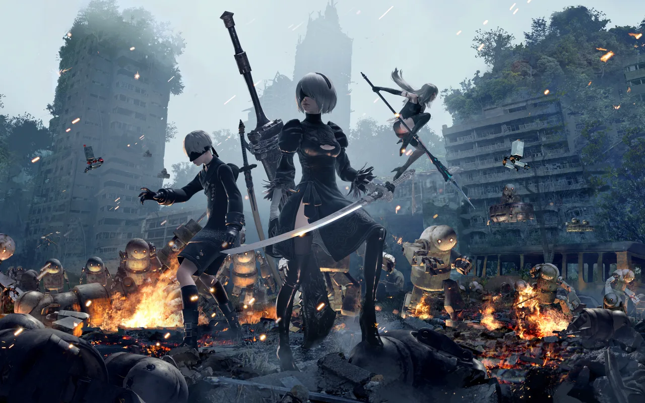 Cena do jogo NieR: Automata