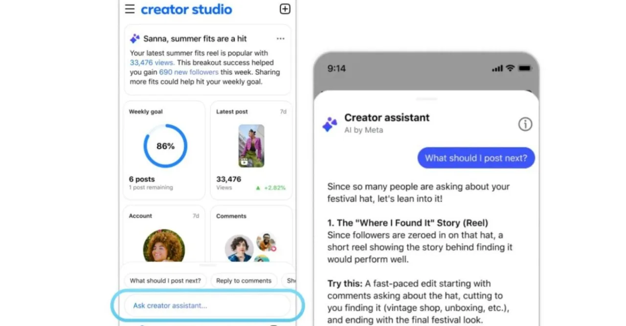 Imagem ilustrativa: Facebook Creator Studio renasce como app de IA para criadores