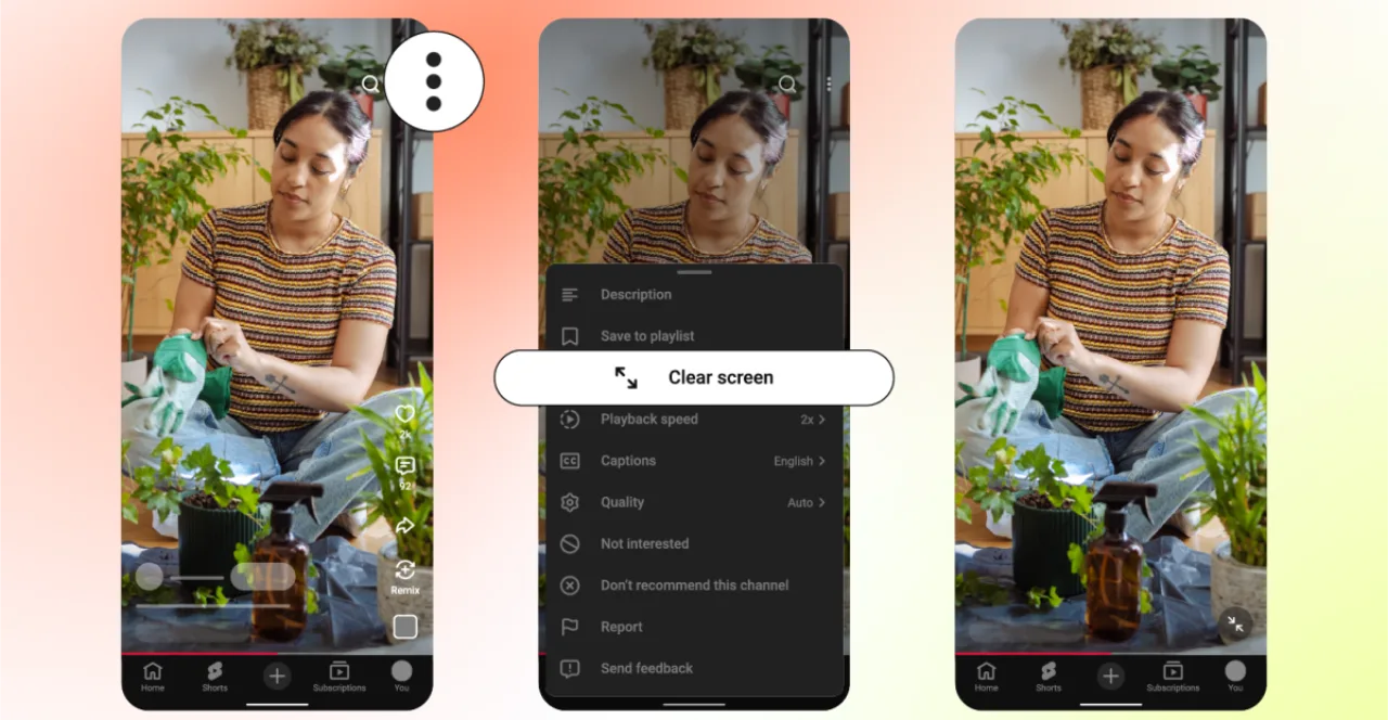 Imagem ilustrativa: YouTube lança modo 'clear screen' no Shorts, igual TikTok