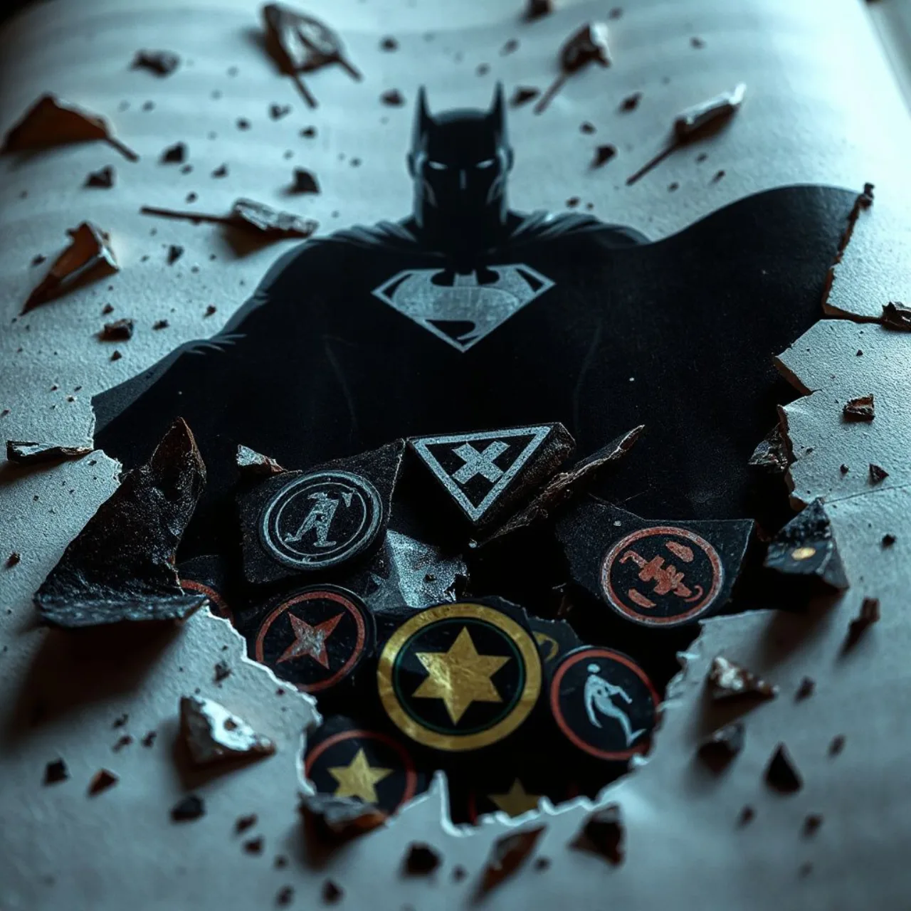 Logotipo da Marvel ao fundo, com o símbolo do multiverso e silhuetas de Spider‑Man, Doctor Strange e Capitão América