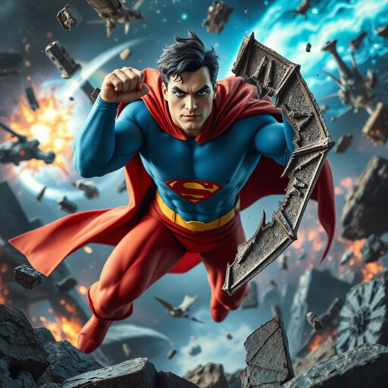 Freakazoid! em pose exagerada ao lado do logotipo do MCU, rodeado por capas de filmes da Marvel