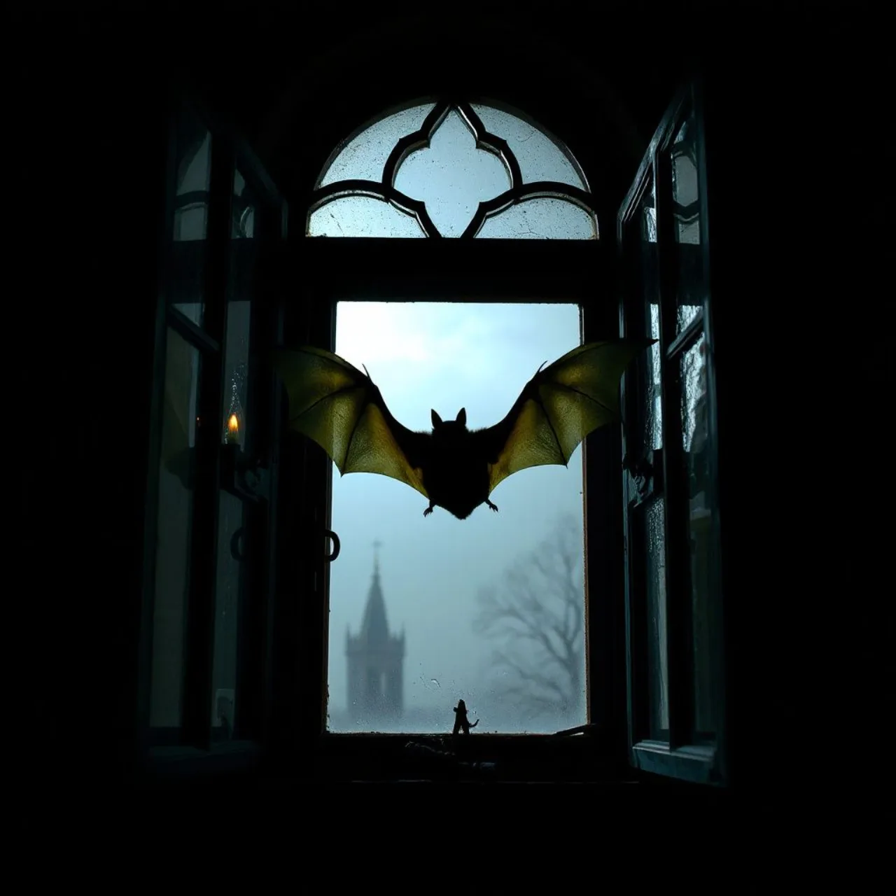 Batman em pose sombria sobre um beco de Gotham, com a frase icônica em balão de texto ao fundo