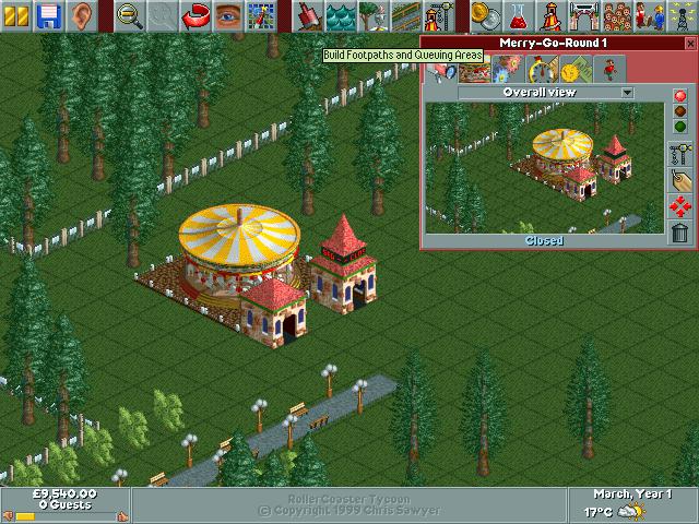 Cena do jogo RollerCoaster Tycoon