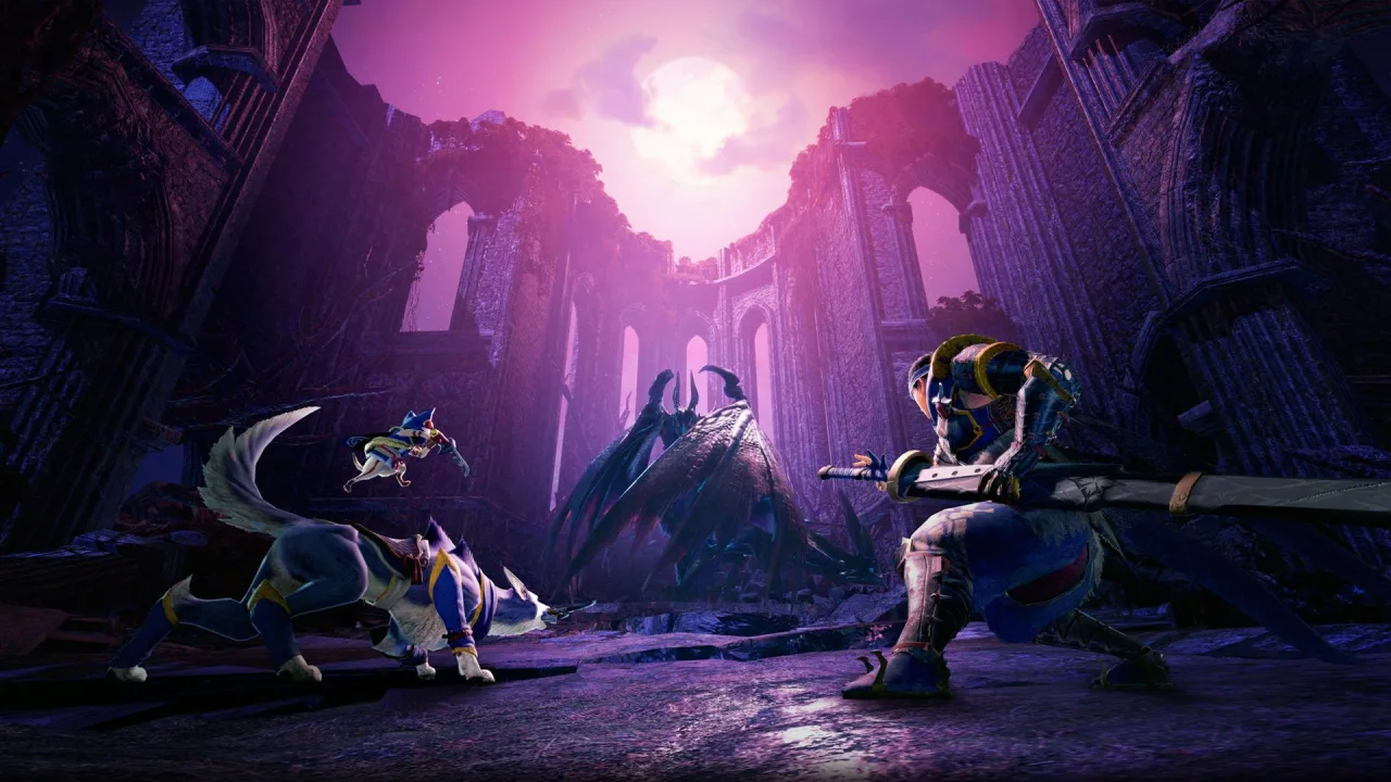 Cena do jogo Monster Hunter Rise
