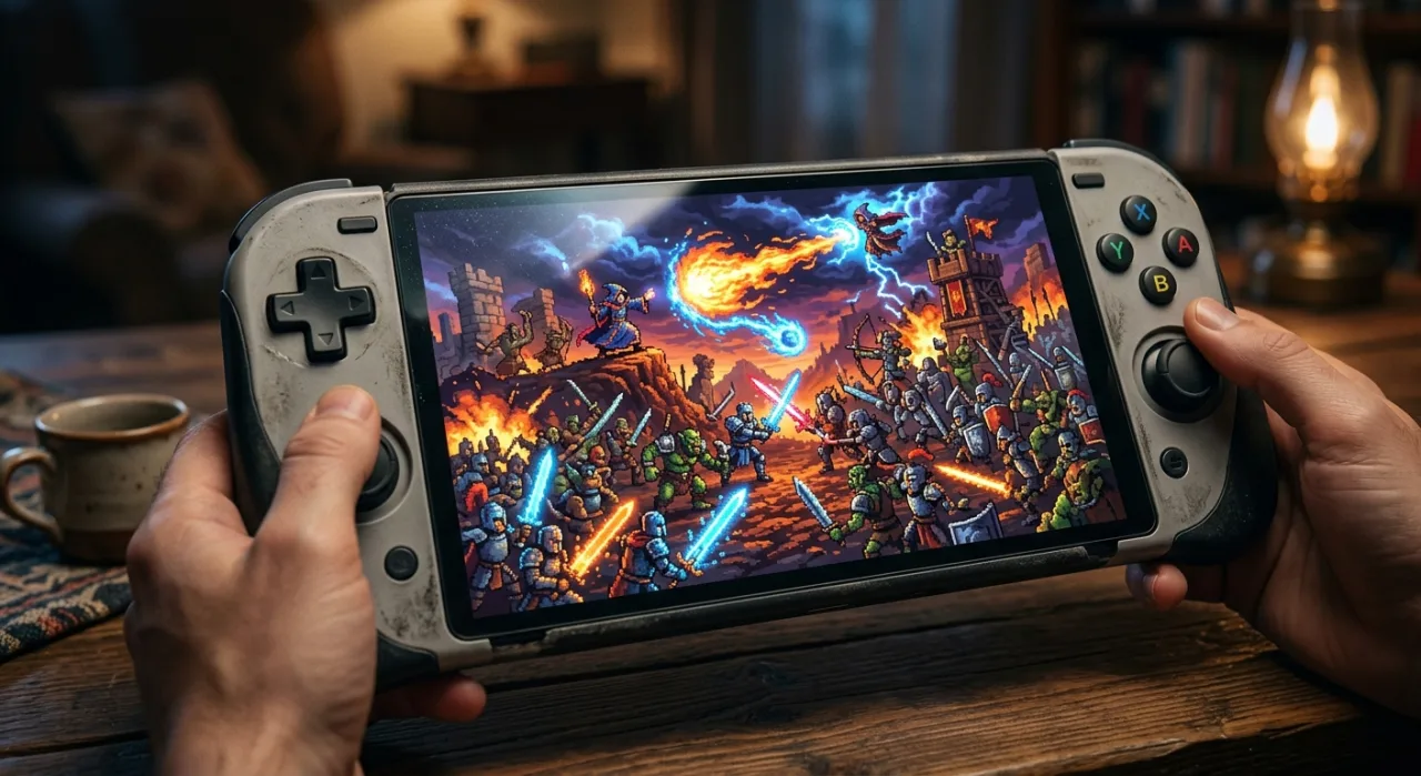 Logotipo de Final Fantasy Resonance ao lado de um Xbox Series X, com o protagonista em estilo HD‑2D
