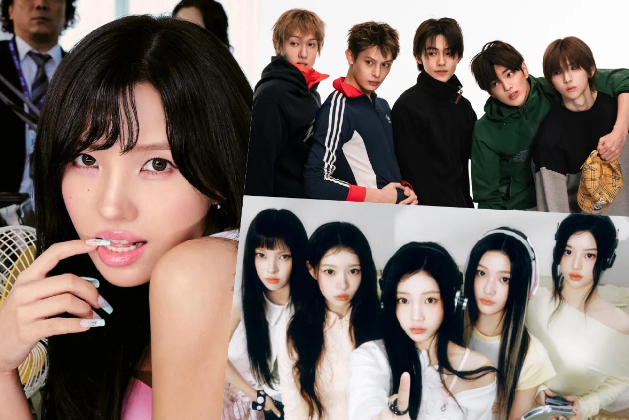 Soyeon da (i‑dle) sorri ao lado do ranking da Circle Chart, mostrando sua música “I’m gonna TOESA” no primeiro lugar