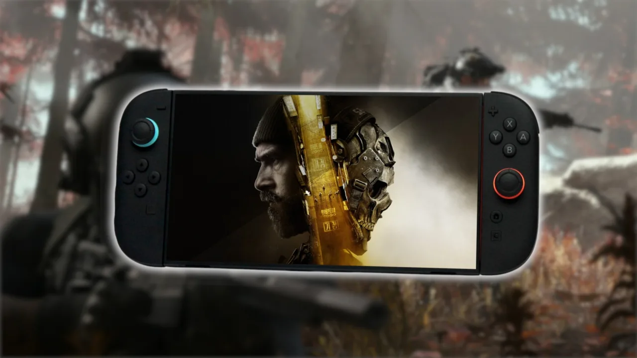 Console Nintendo Switch 2 ao lado da caixa de Call of Duty: Modern Warfare 4, com logo da franquia em destaque