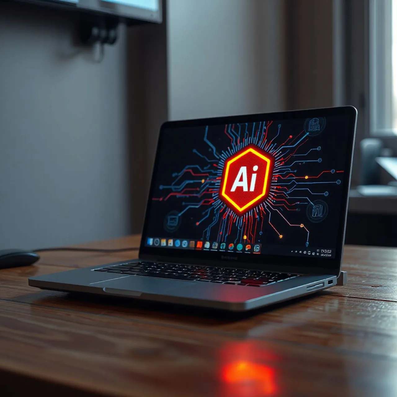 Surface Laptop Ultra aberto, exibindo a tela com modelo de IA em 3D ao lado dos logos da Microsoft e Nvidia RTX Spark