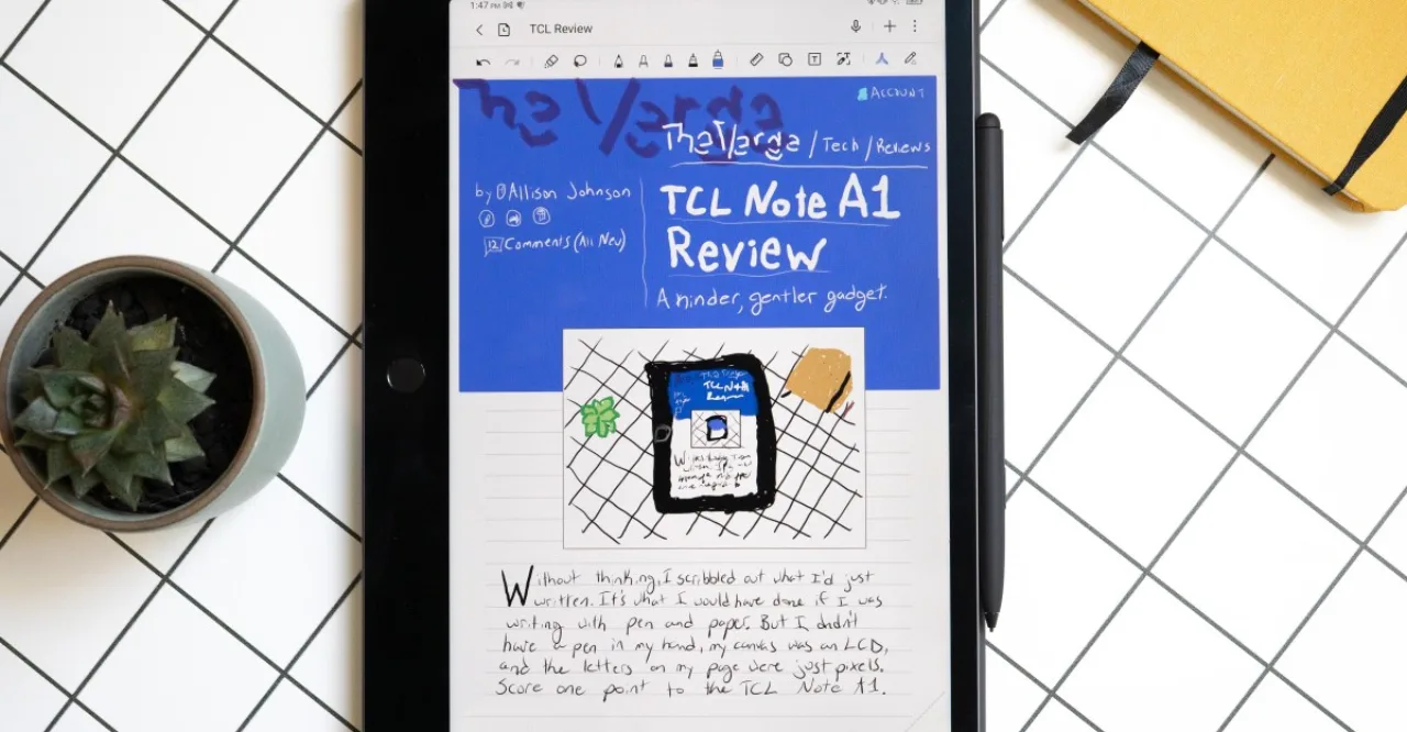 Imagem ilustrativa: TCL Note A1 Nxtpaper: o tablet que imita papel – o que muda na sua escrita?