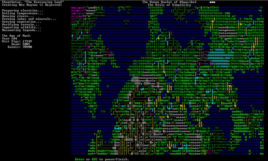 Cena do jogo Dwarf Fortress