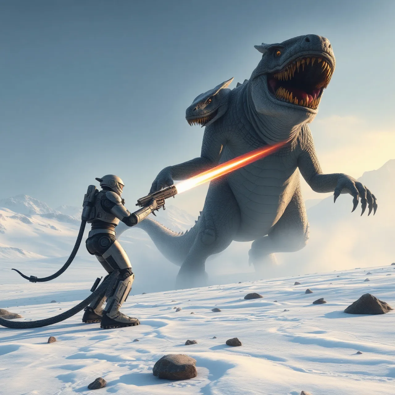 Imagem ilustrativa: Snowball Earth enfrenta Godzilla em arte crossover oficial