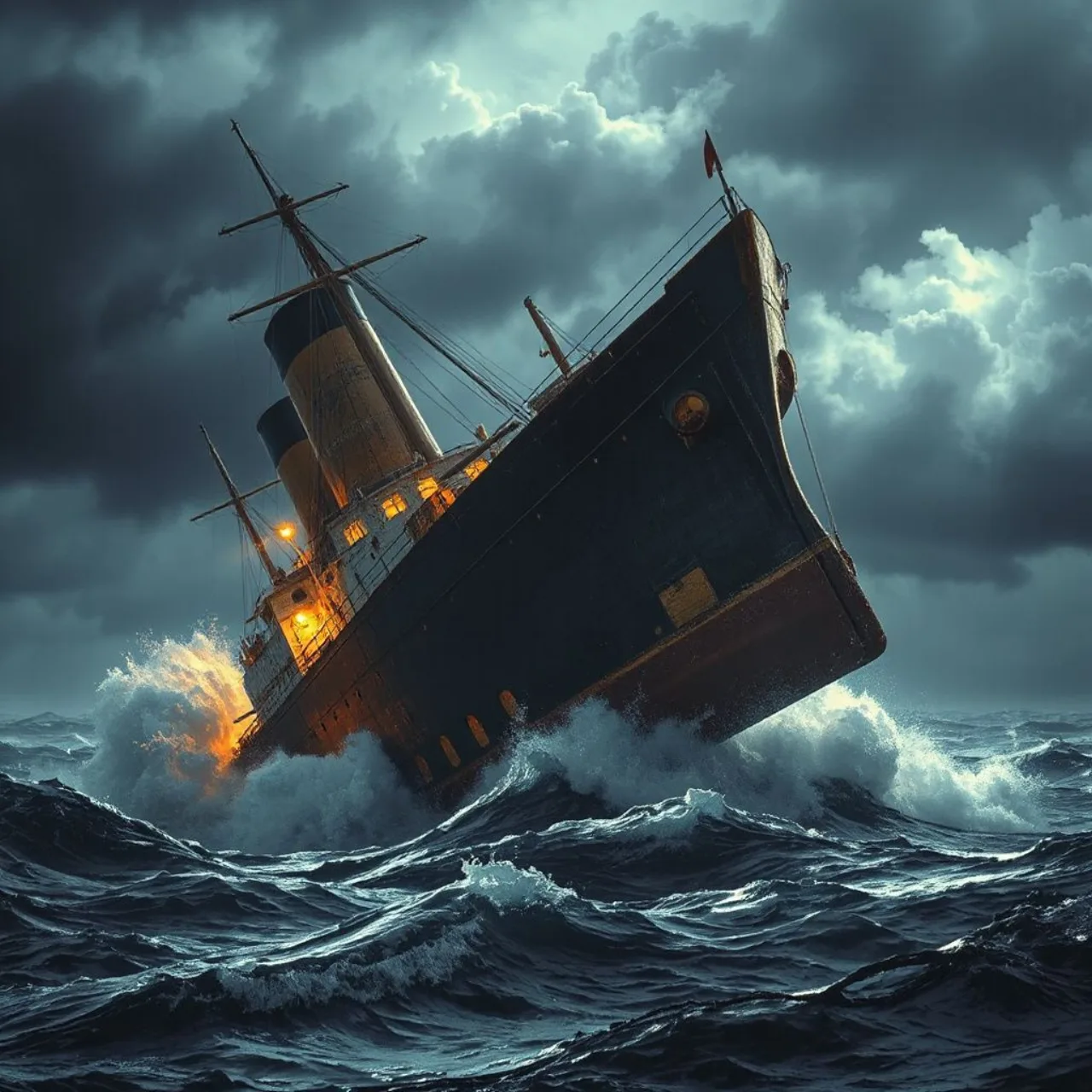 Titanic em chamas ao fundo, logo do Xbox e do Titanic Escape Simulator em destaque