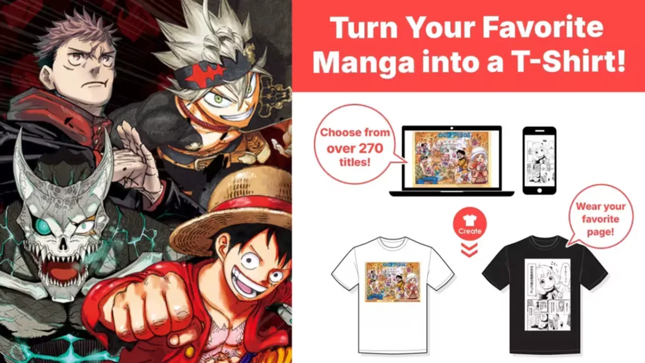 Imagem ilustrativa: Manga Plus: Seus mangás favoritos agora estampados em camisetas OFICIAIS! (One Piece, Jujutsu Kaisen