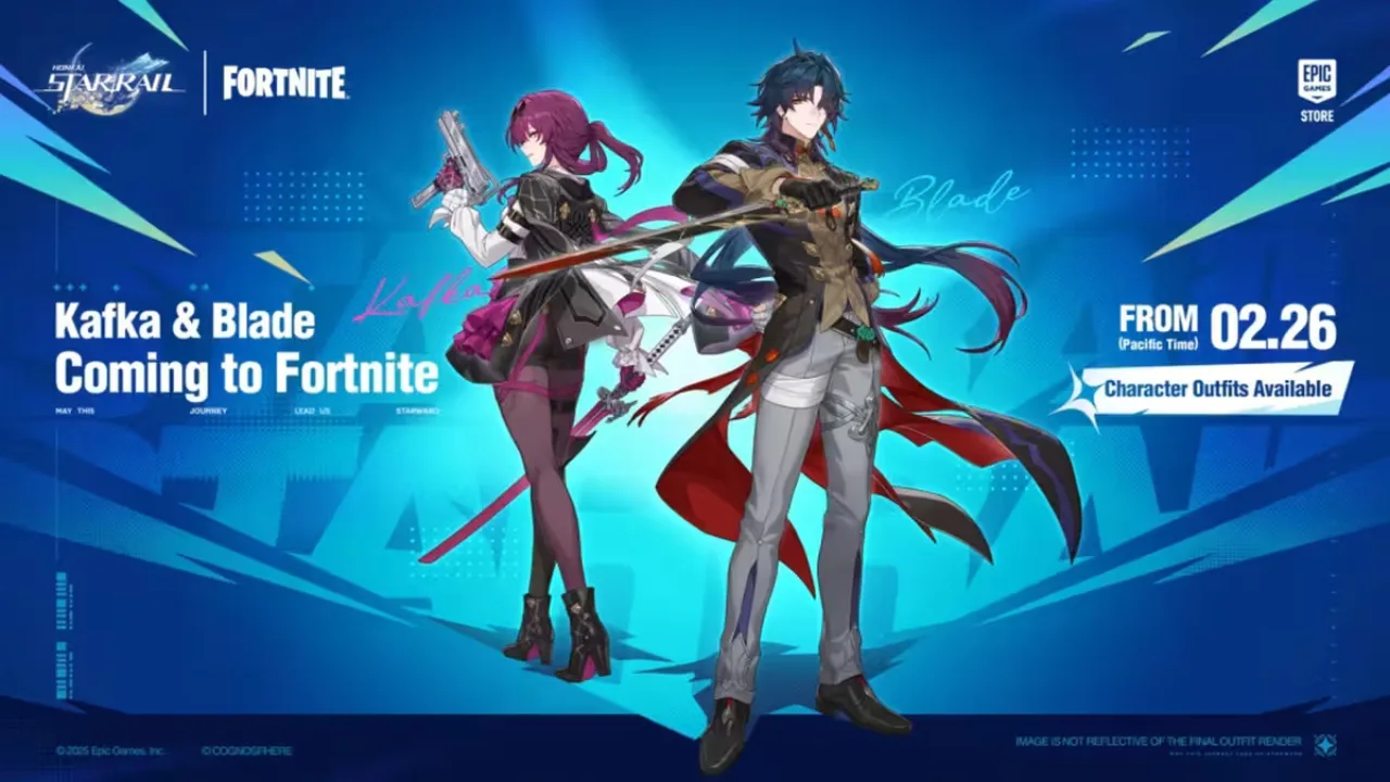 Imagem ilustrativa: Honkai: Star Rail traz Kafka e Blade para Fortnite em novo evento de crossover