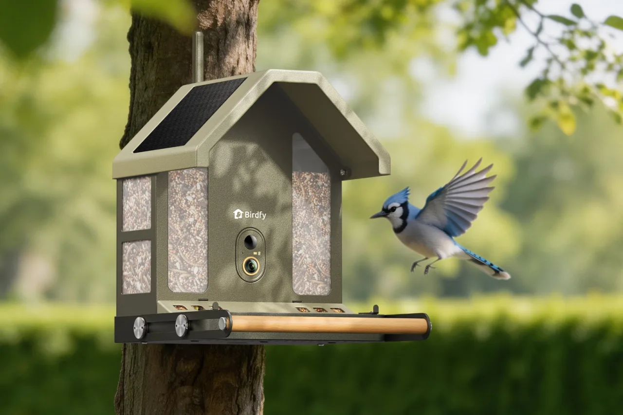 Imagem ilustrativa: Comedouro inteligente da Birdfy grava em 4K e vira um guia completo de ornitologia no seu quintal