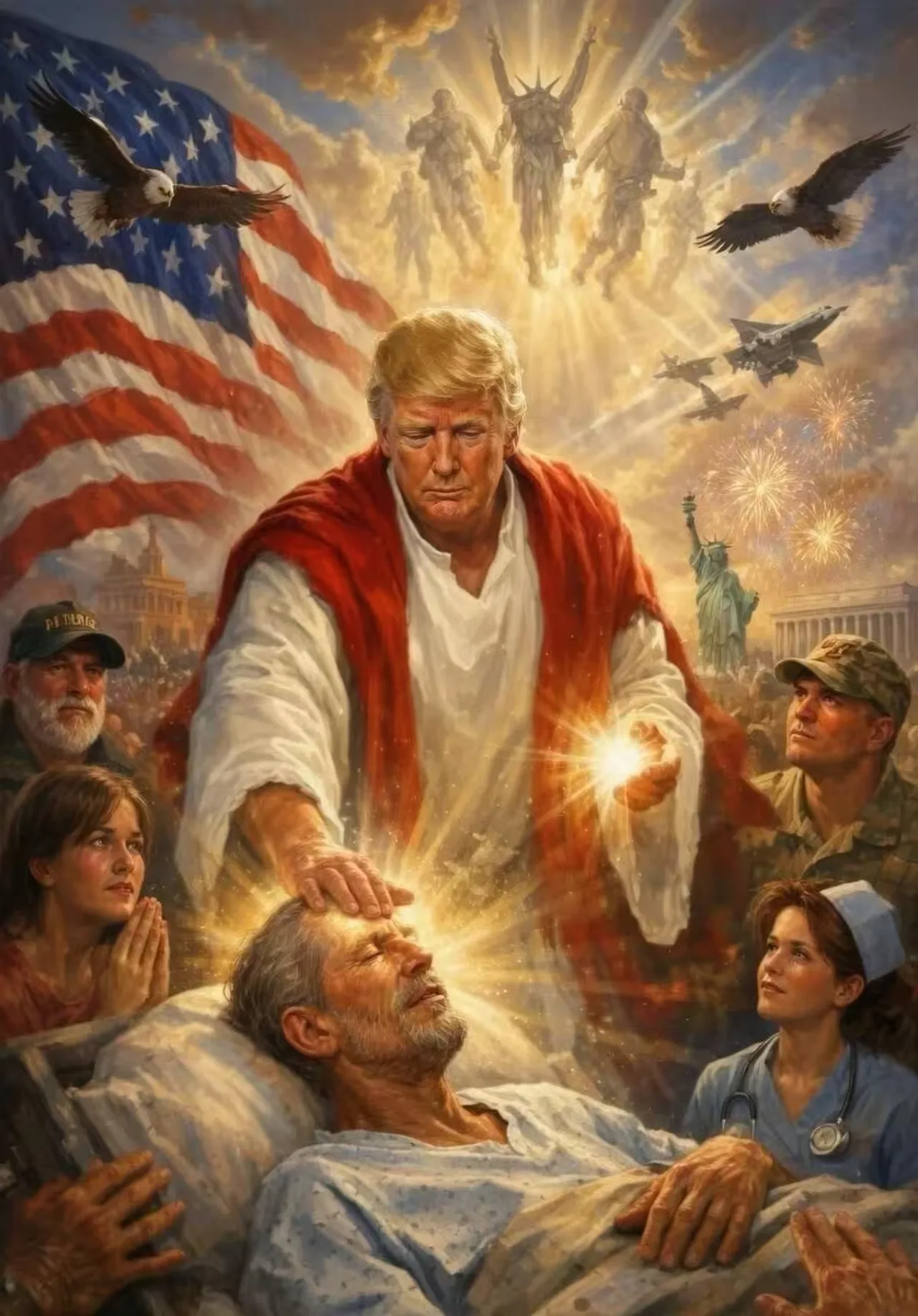 Imagem ilustrativa: Entre o sagrado e o viral: Trump intensifica uso de artes geradas por IA ao lado de Jesus